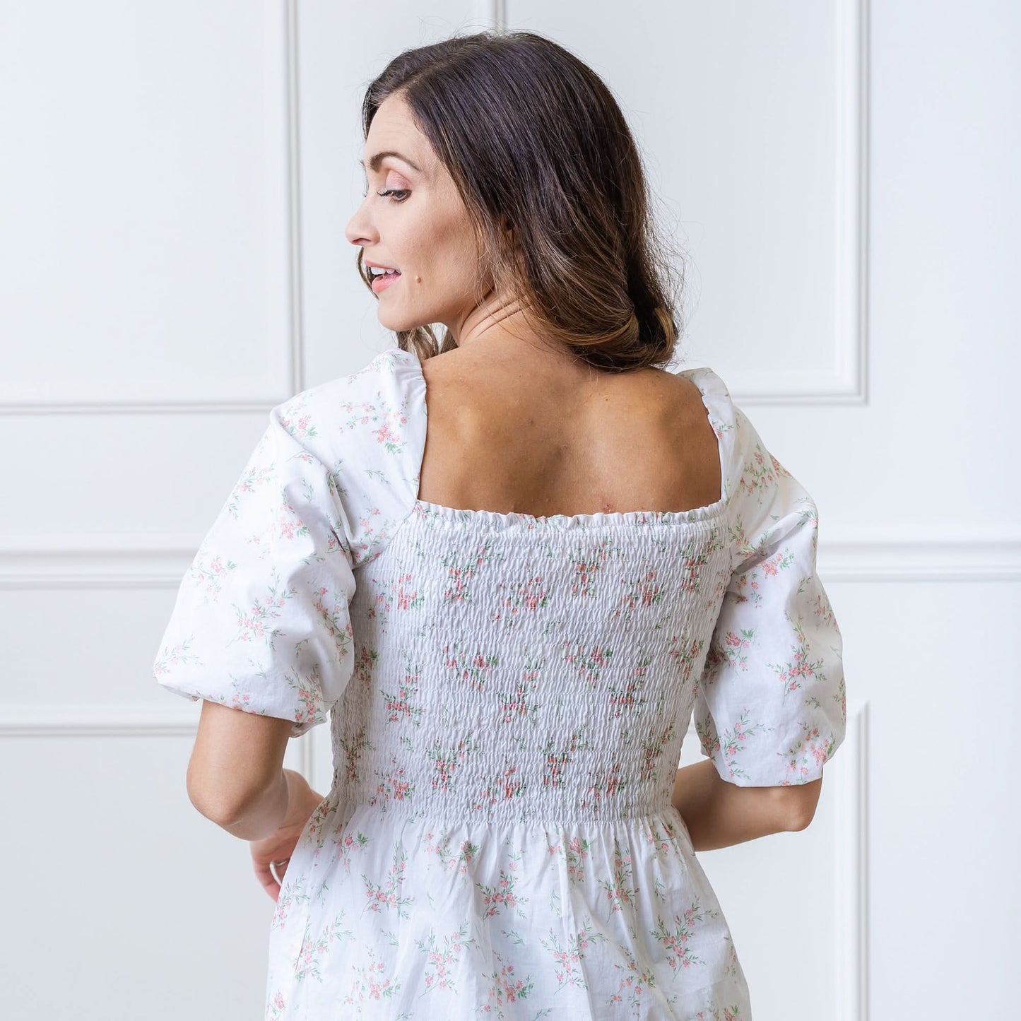 Smocked Bubble Sleeve Organic Dress