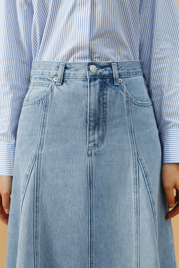 Monica Swing Denim Midi Skirt HJ806