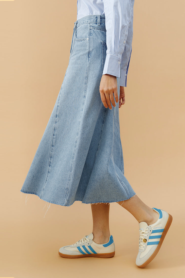 Monica Swing Denim Midi Skirt HJ806