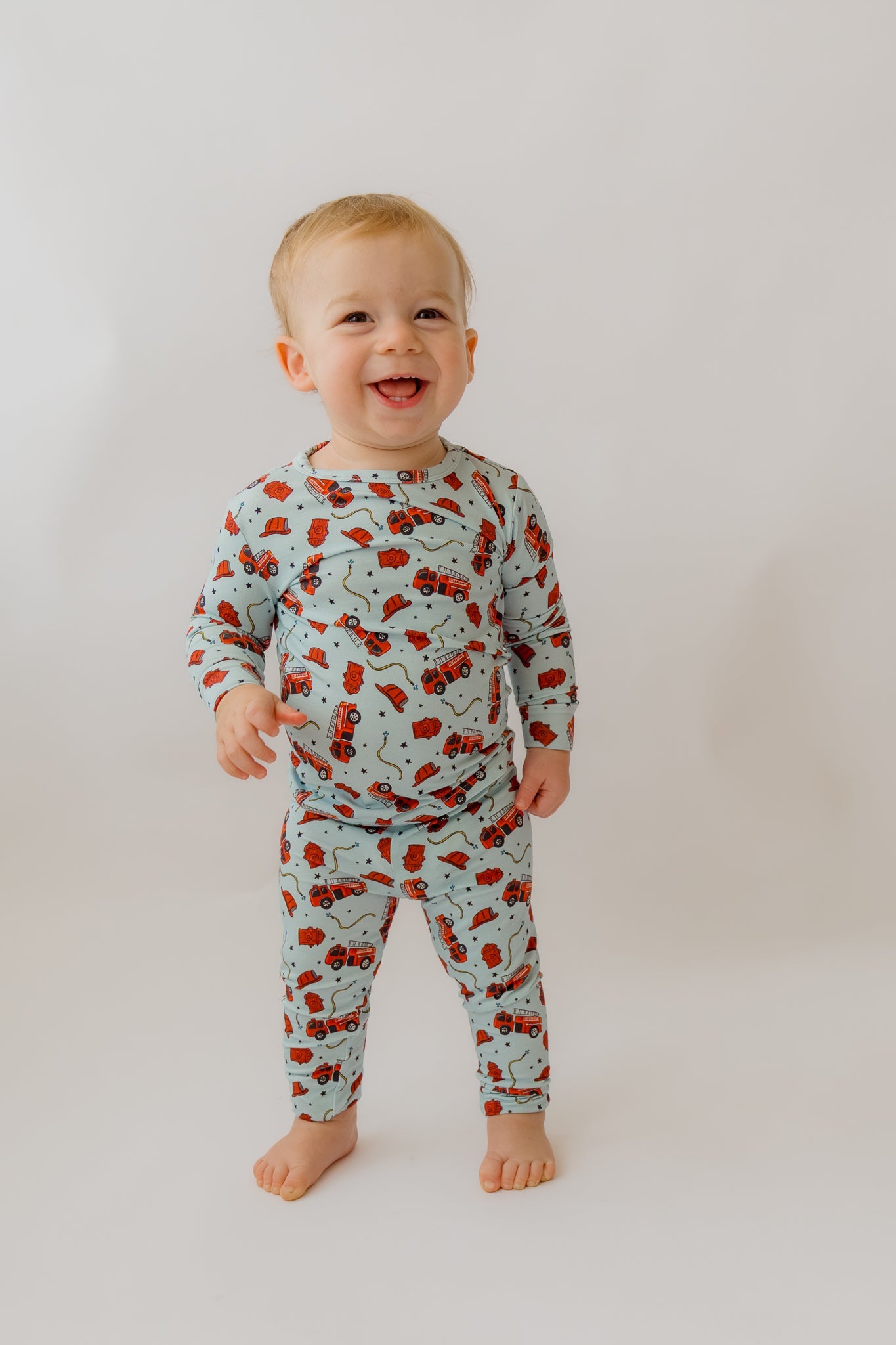 Blue Fire Trucks 2 piece PJ's