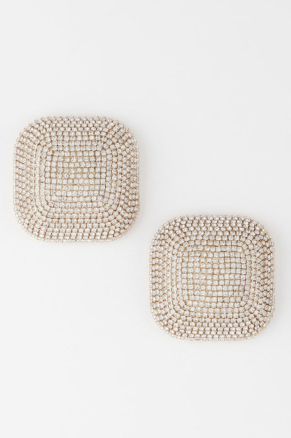 HUDSON YARDS All-over Rhinestone Glitter Earrings: BYMANYC ® New York