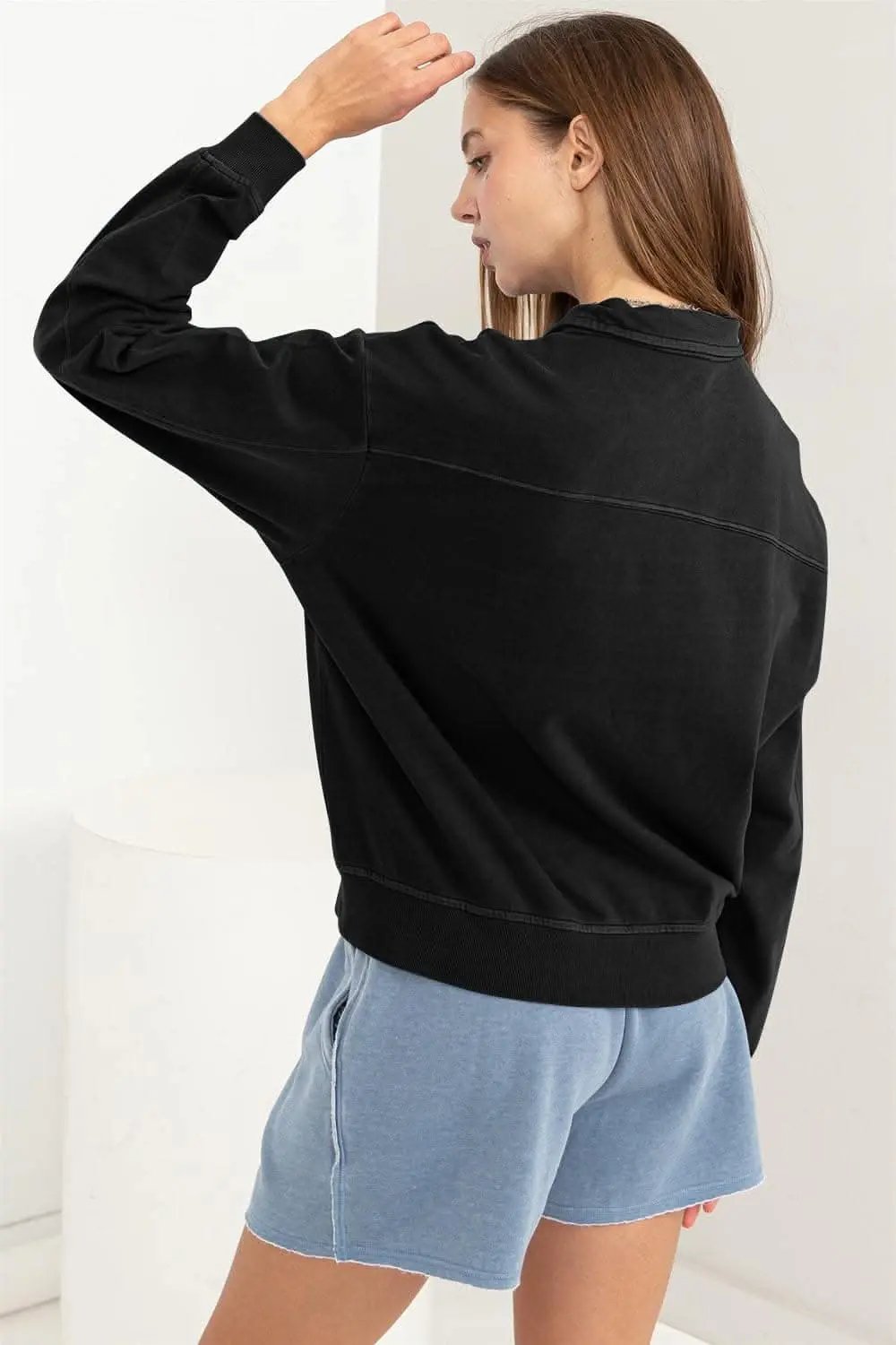 Trendsi HYFVE Half Zip Drop Shoulder Sweatshirt