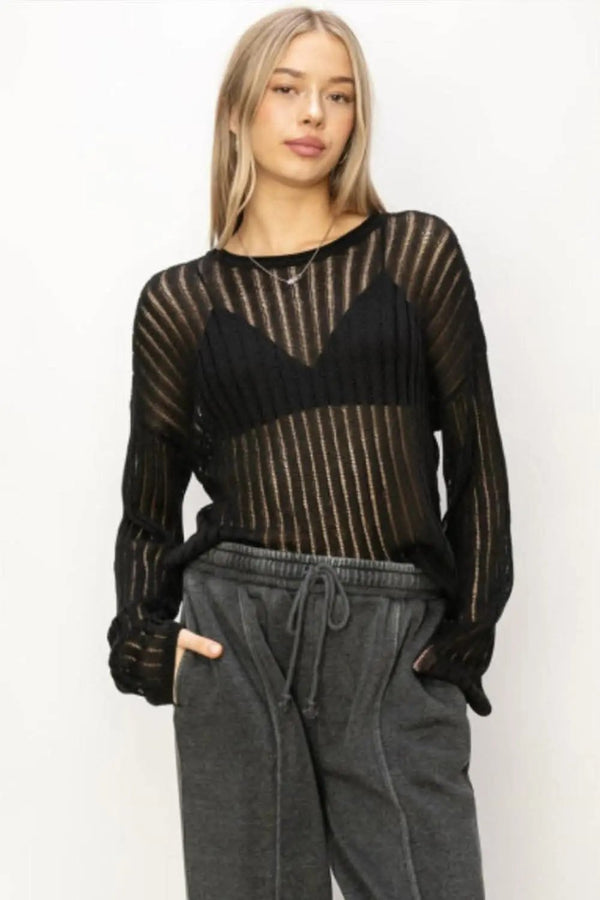 Trendsi Ribbed Knit Top Women's Everyday Long Sleeve Shirt Soft & Stylish
