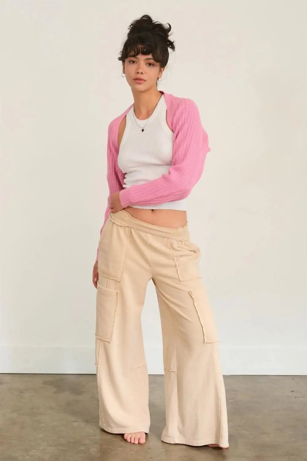 Trendsi Ribbed Knit Bolero Women's Cropped Cardigan Layering Top - Soft & Chic