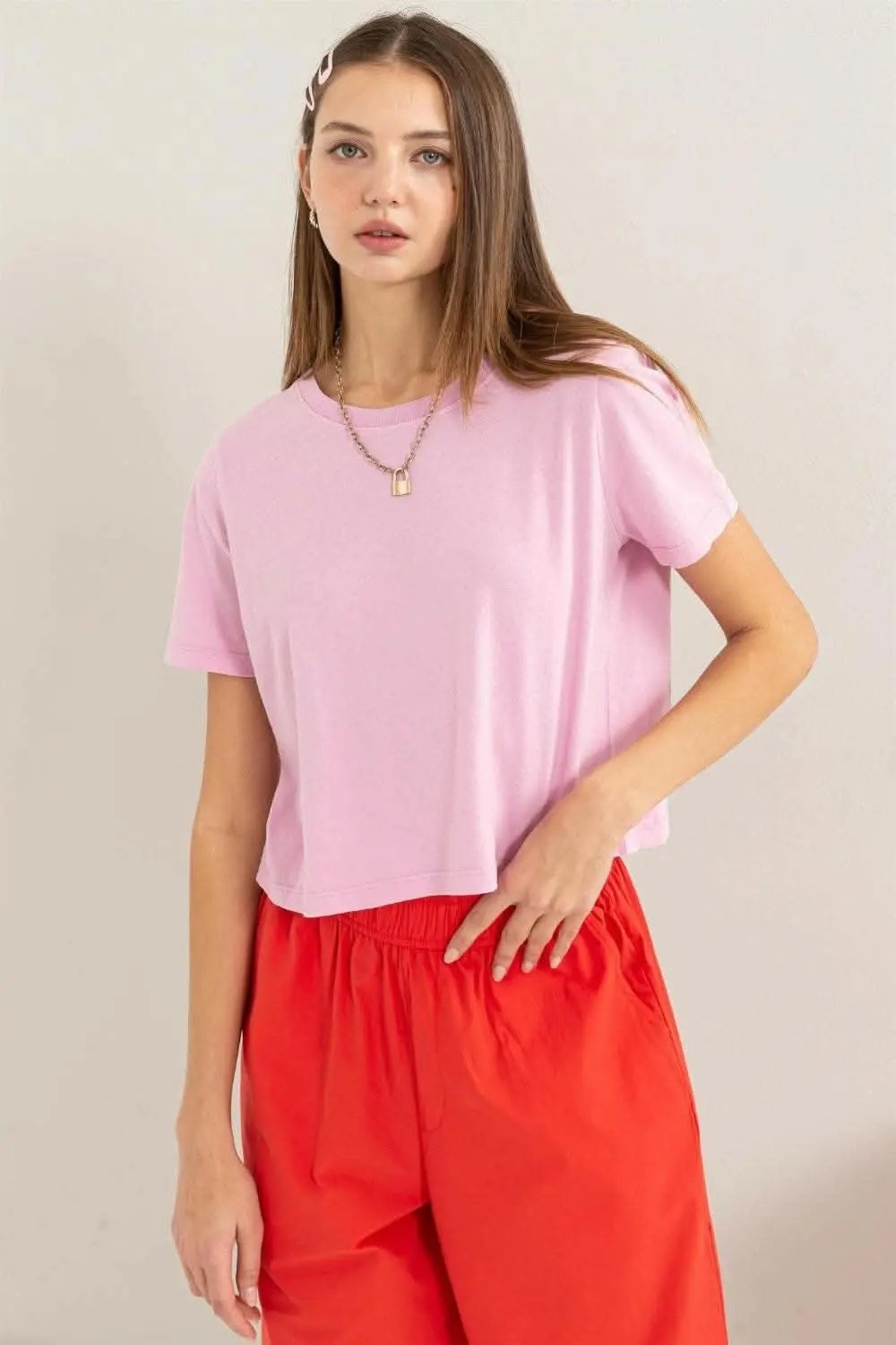 Trendsi HYFVE Round Neck Cropped T-Shirt