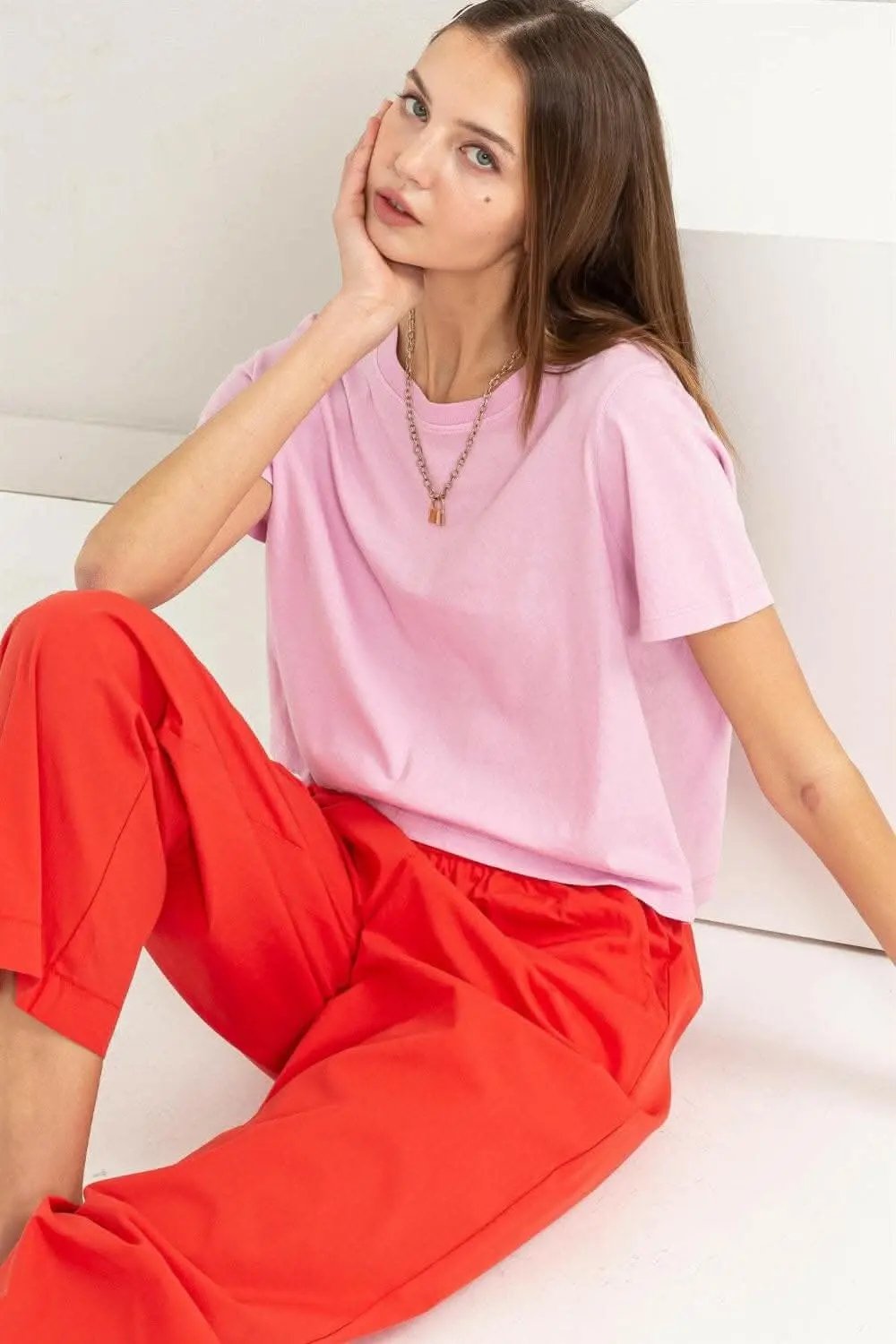Trendsi HYFVE Round Neck Cropped T-Shirt