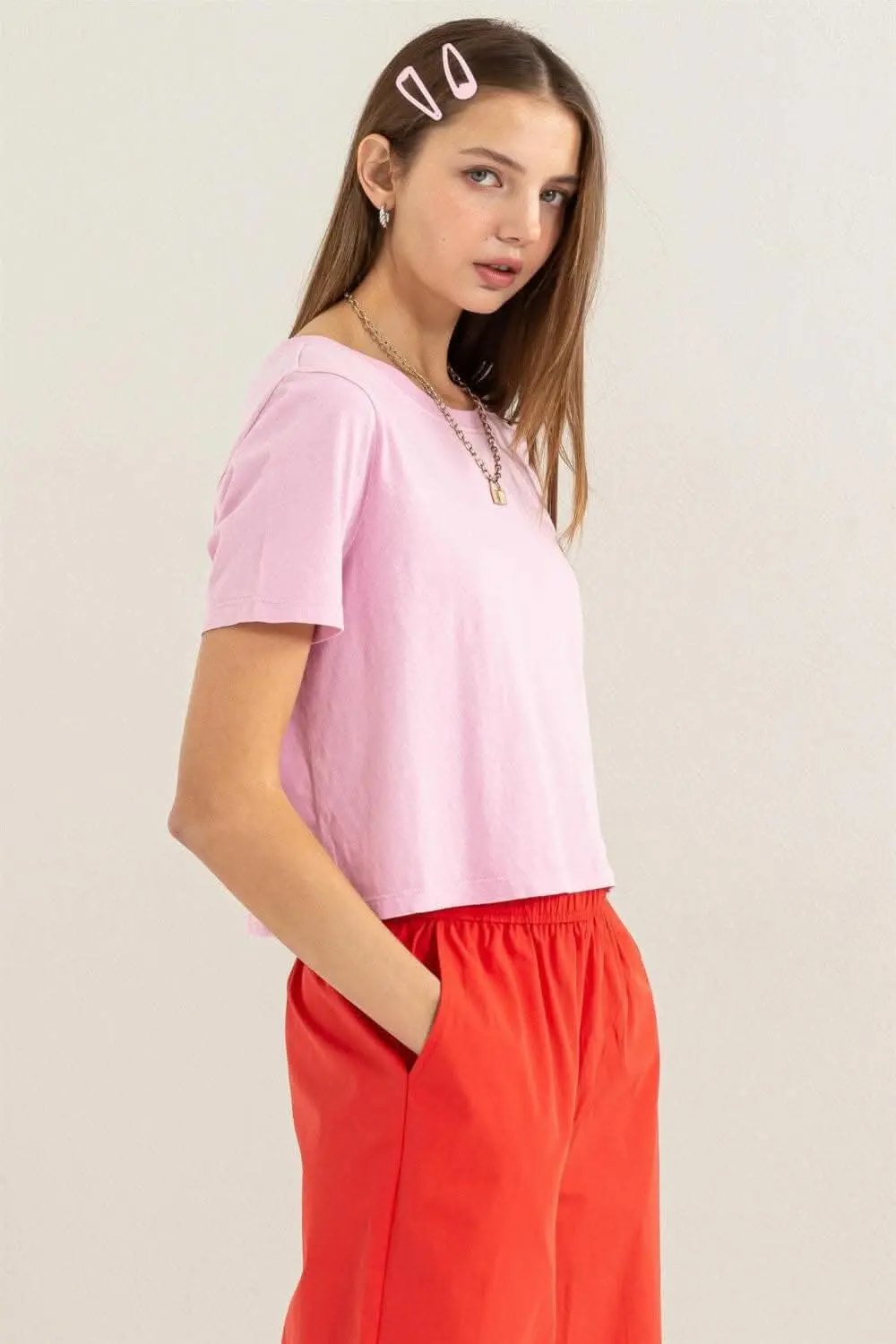 Trendsi HYFVE Round Neck Cropped T-Shirt