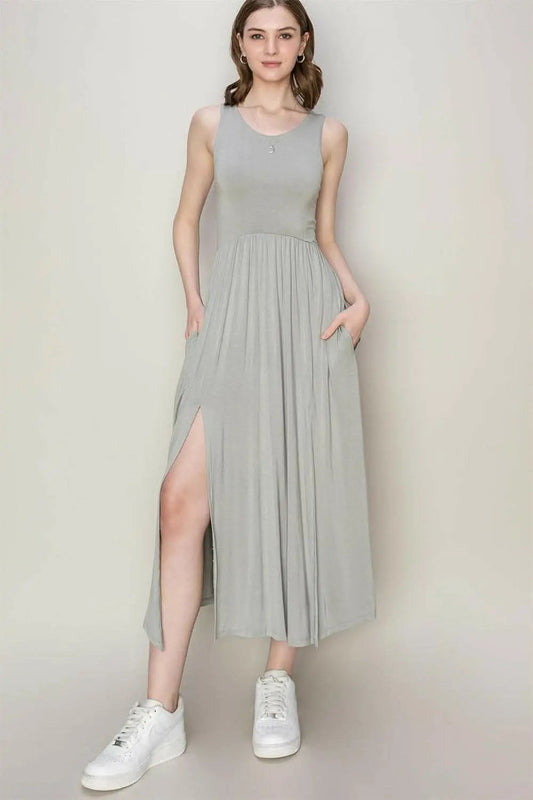 Trendsi HYFVE Sleeveless Slit Midi Dress