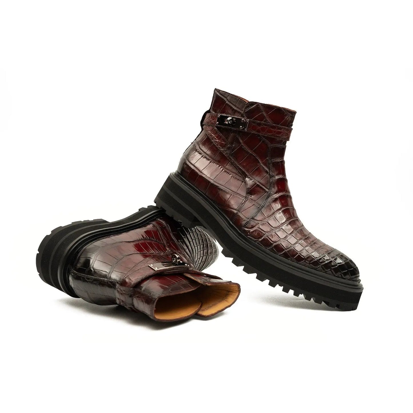 Handmade Nile Croc Chelsea Boots with Buckle