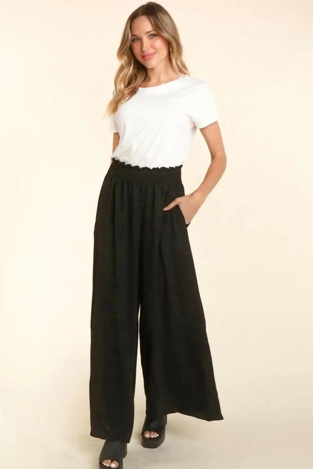 Trendsi Haptics Elastic Waist Wide Leg Pants with Pockets