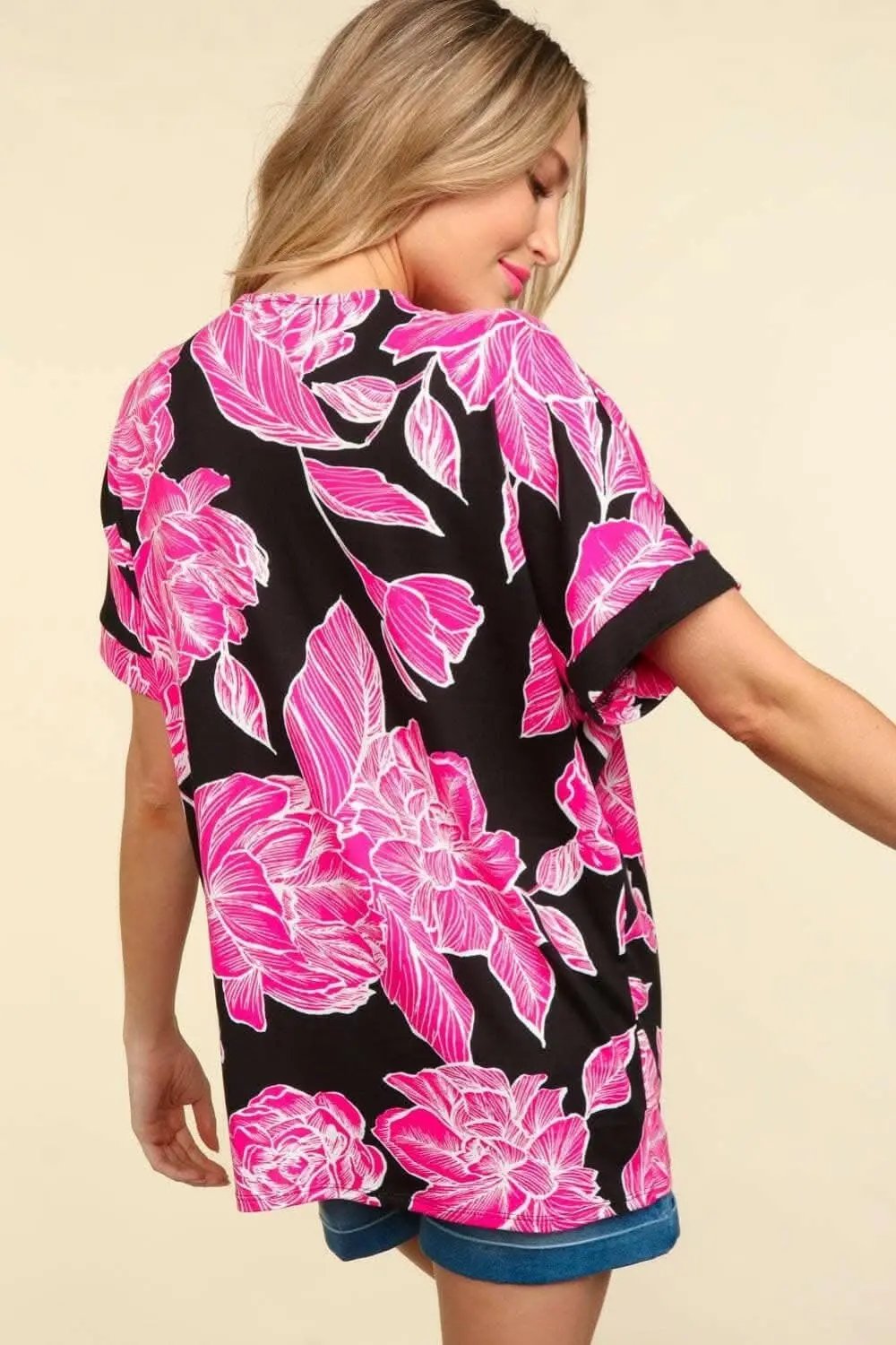 Trendsi Haptics Floral Drop Shoulder T-Shirt