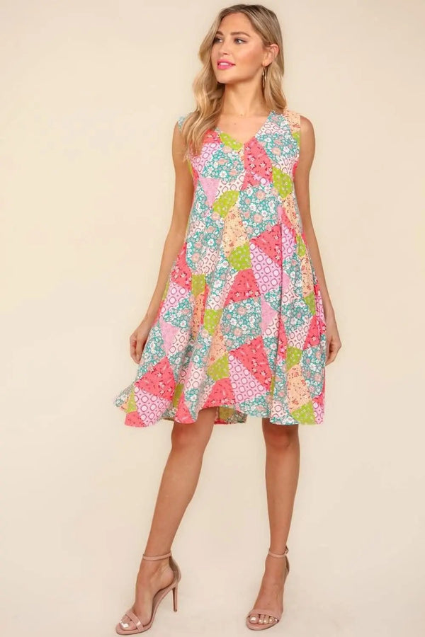 Trendsi Haptics Full Size Babydoll Floral Patchwork Dress