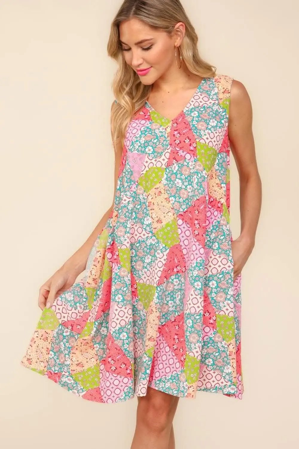 Trendsi Haptics Full Size Babydoll Floral Patchwork Dress