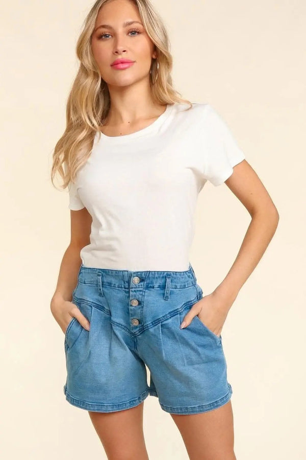 Trendsi High Rise Denim Shorts Women's Casual Summer Shorts USA Ship