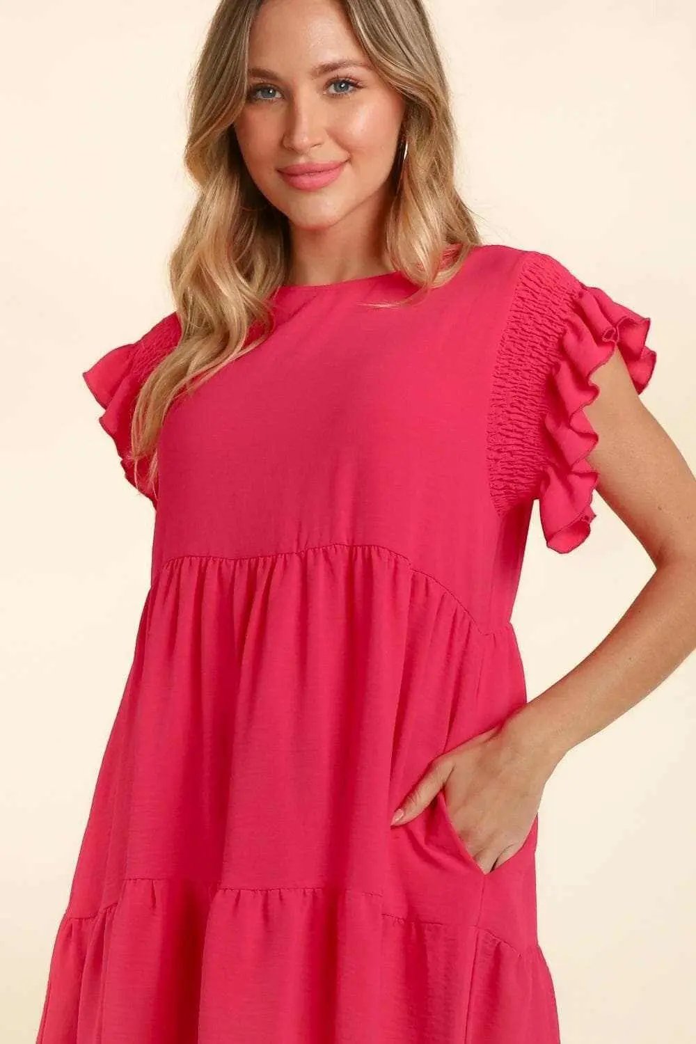 Trendsi Haptics ruffled dress with pockets