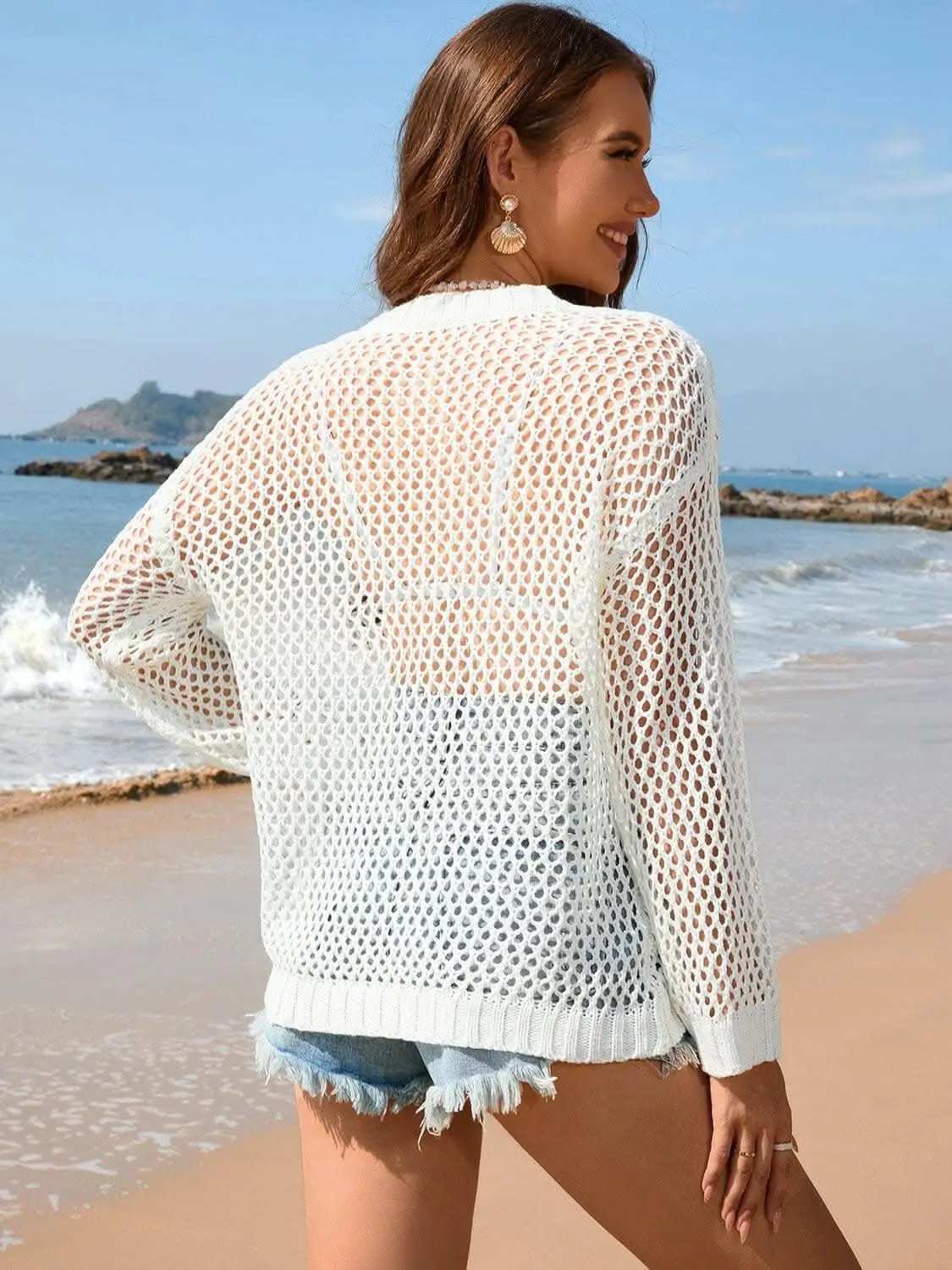 Trendsi swimwear - Heart-patterned sheer tunic