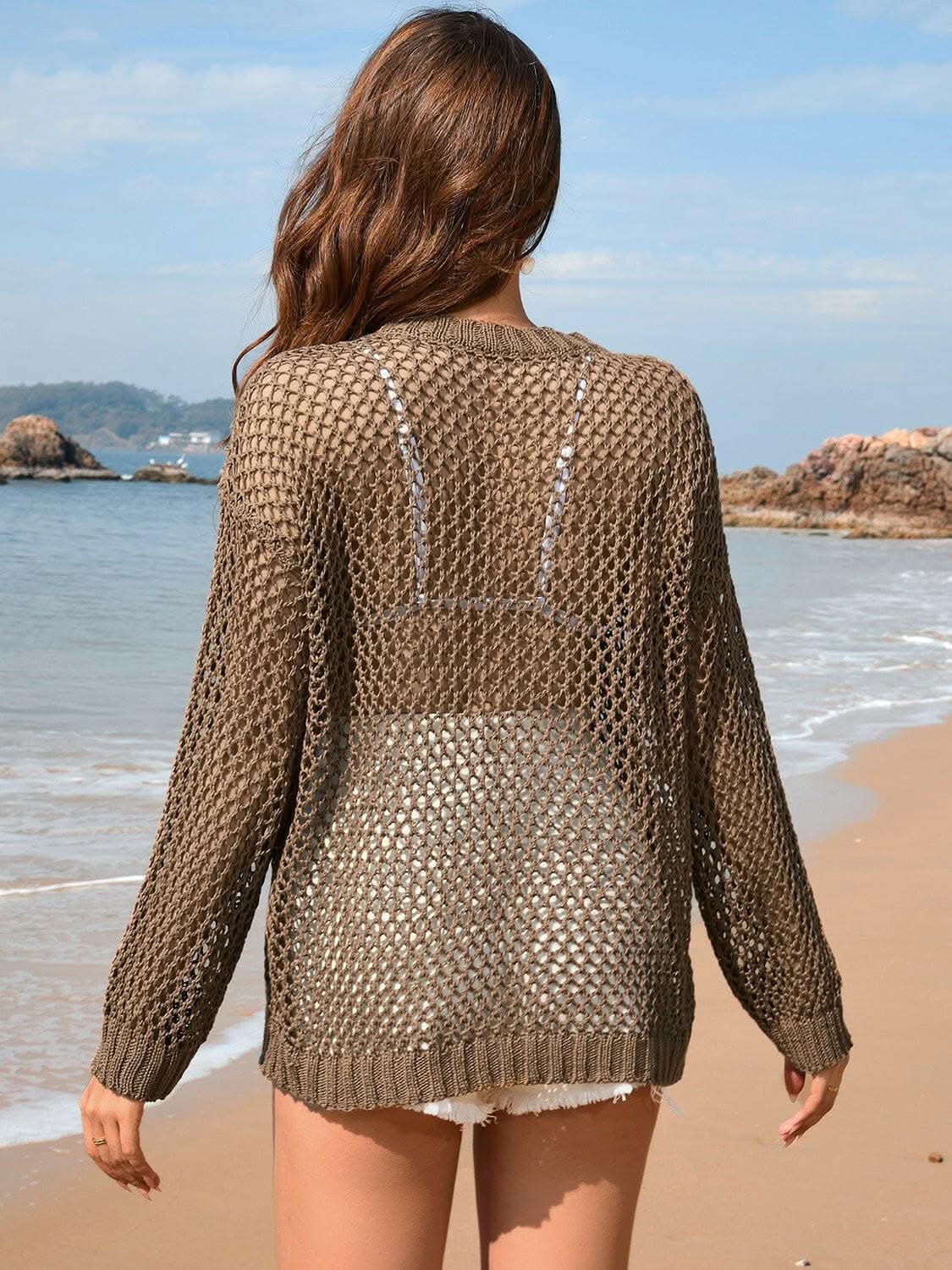 Trendsi swimwear - Heart-patterned sheer tunic