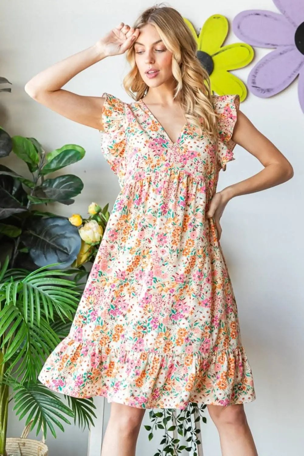 Trendsi Heimish Floral Dress Women's V-Neck Ruffle Casual Summer Dress - Elegant Style