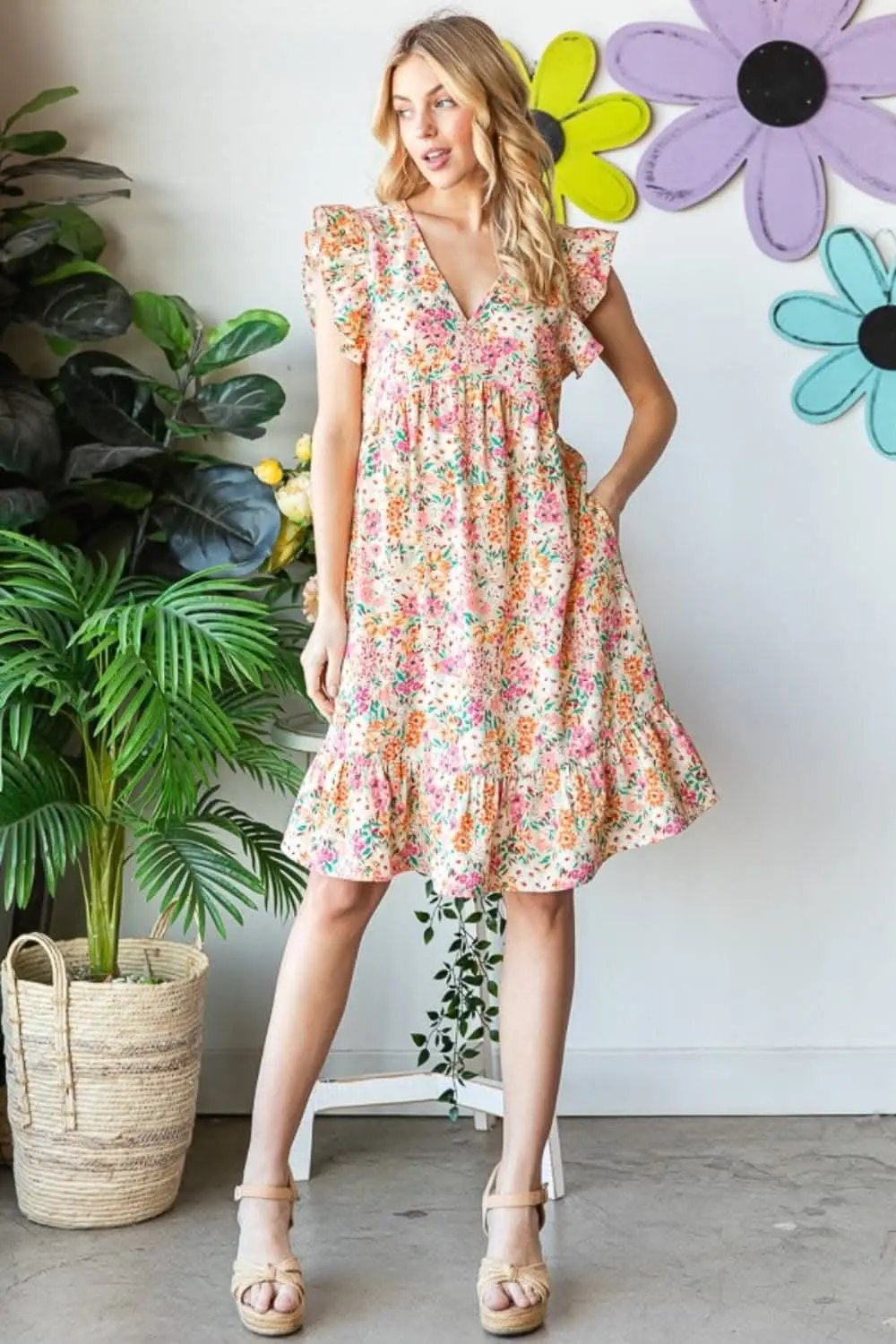 Trendsi Heimish Floral Dress Women's V-Neck Ruffle Casual Summer Dress - Elegant Style