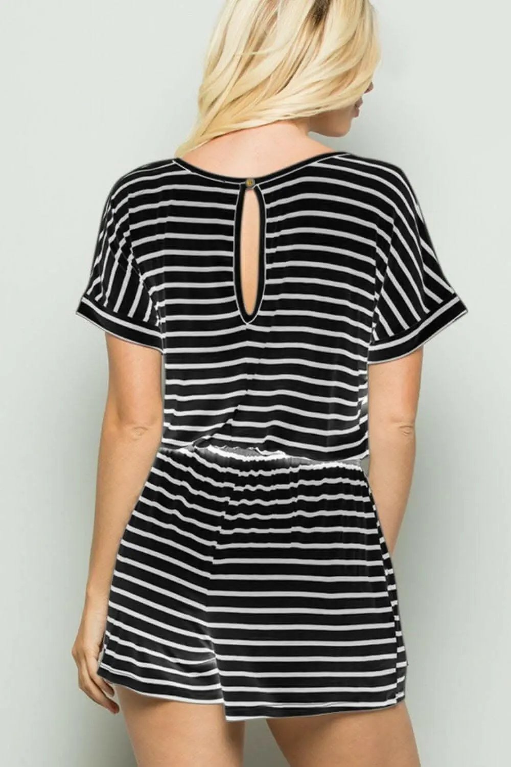 Trendsi usa - Heimish Full Size Striped Round Neck Short Sleeve Romper