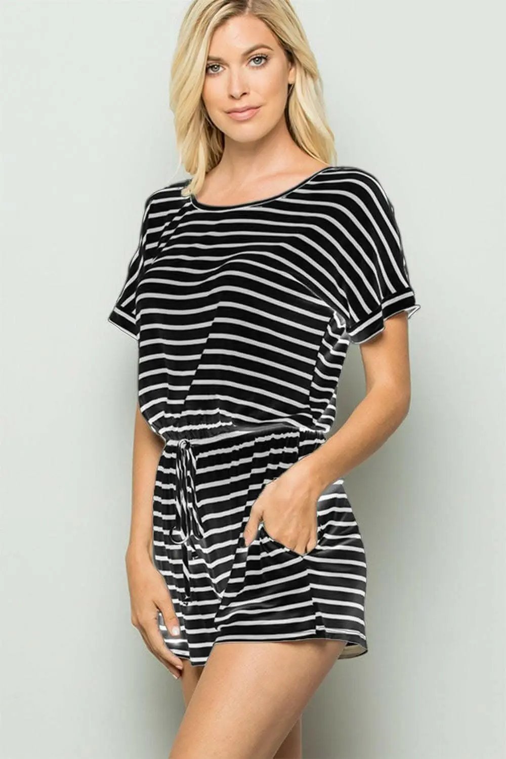 Trendsi usa - Heimish Full Size Striped Round Neck Short Sleeve Romper