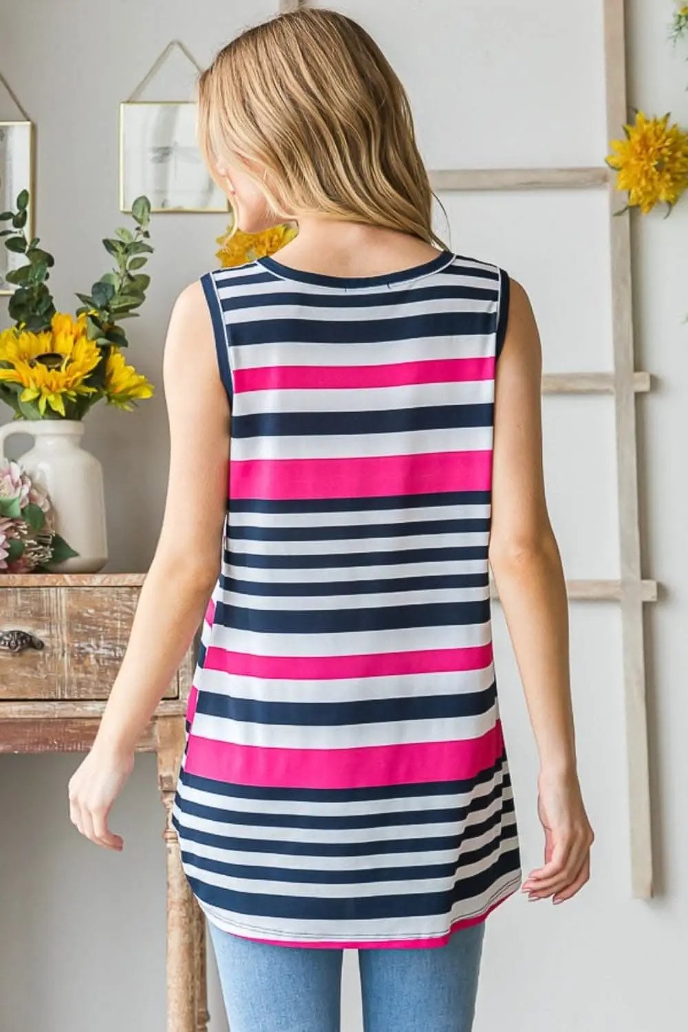 Trendsi Striped Twist Tank Women's Casual Top - Soft Knit, Summer Ready