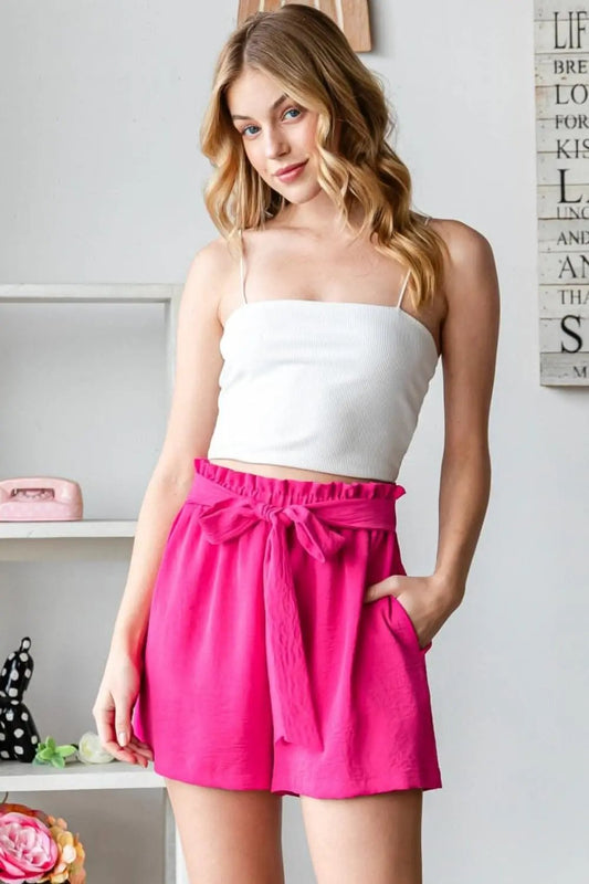Trendsi High Waist Shorts Women's Casual Summer Shorts - Textured & Tied