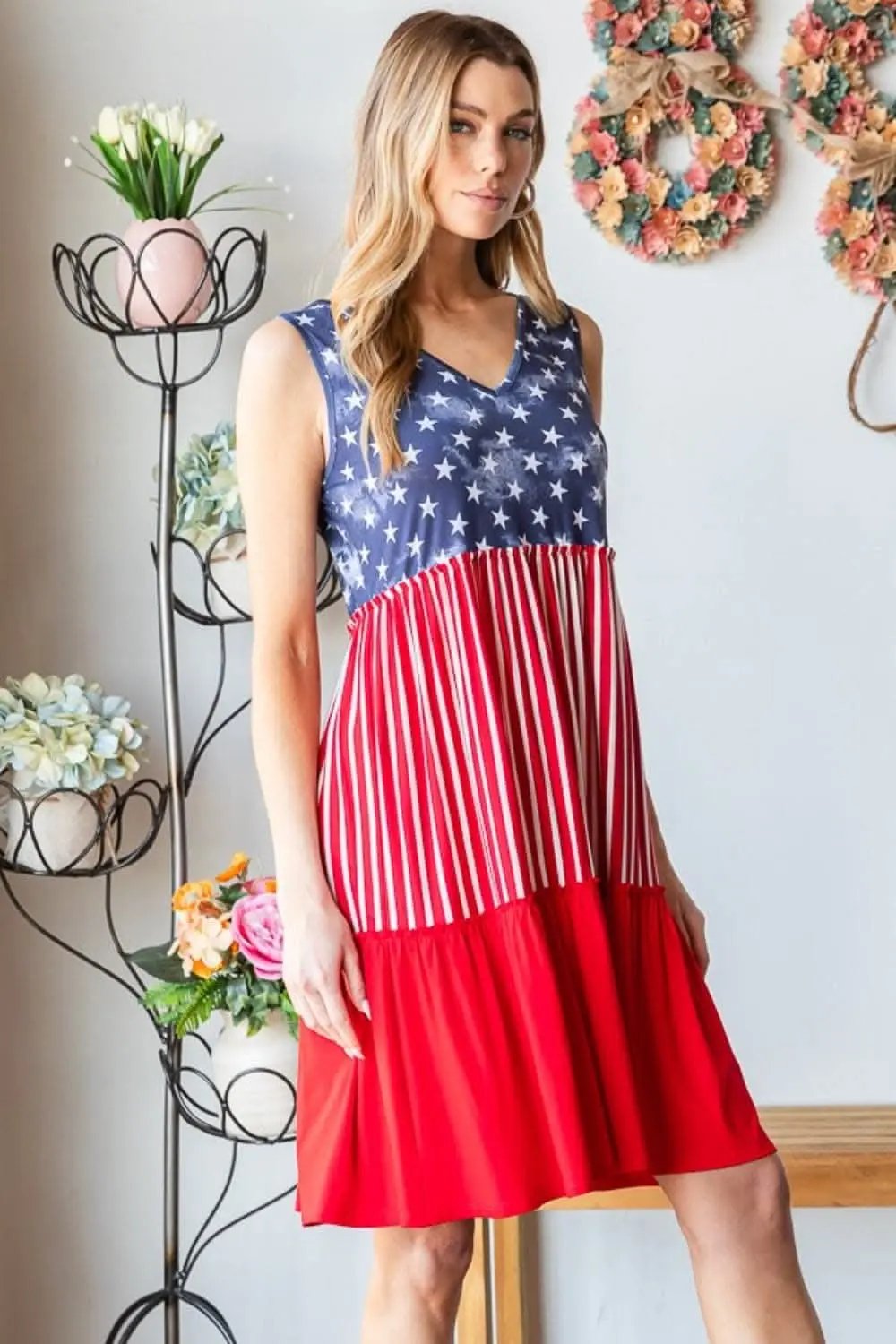 Trendsi Heimish Patriotic Tank Dress for Stylish Celebrati