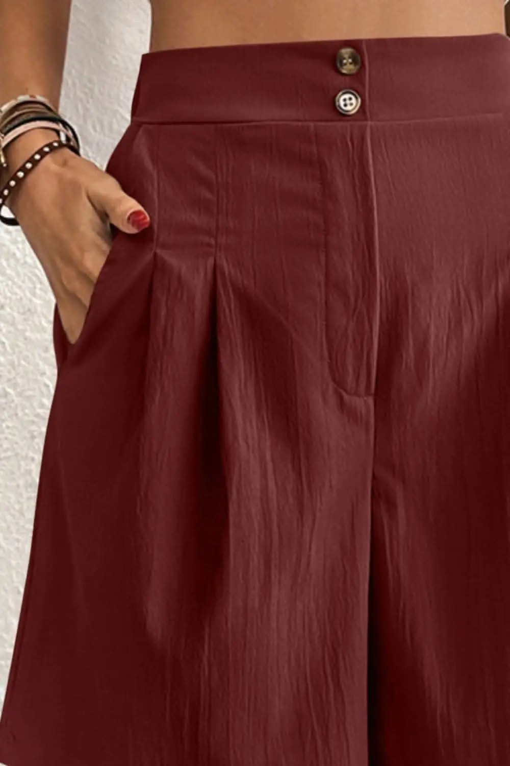 Trendsi High-waisted pocket shorts for women