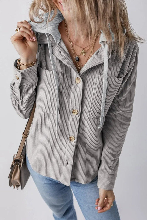 Trendsi Hooded drawstring jacket with pockets