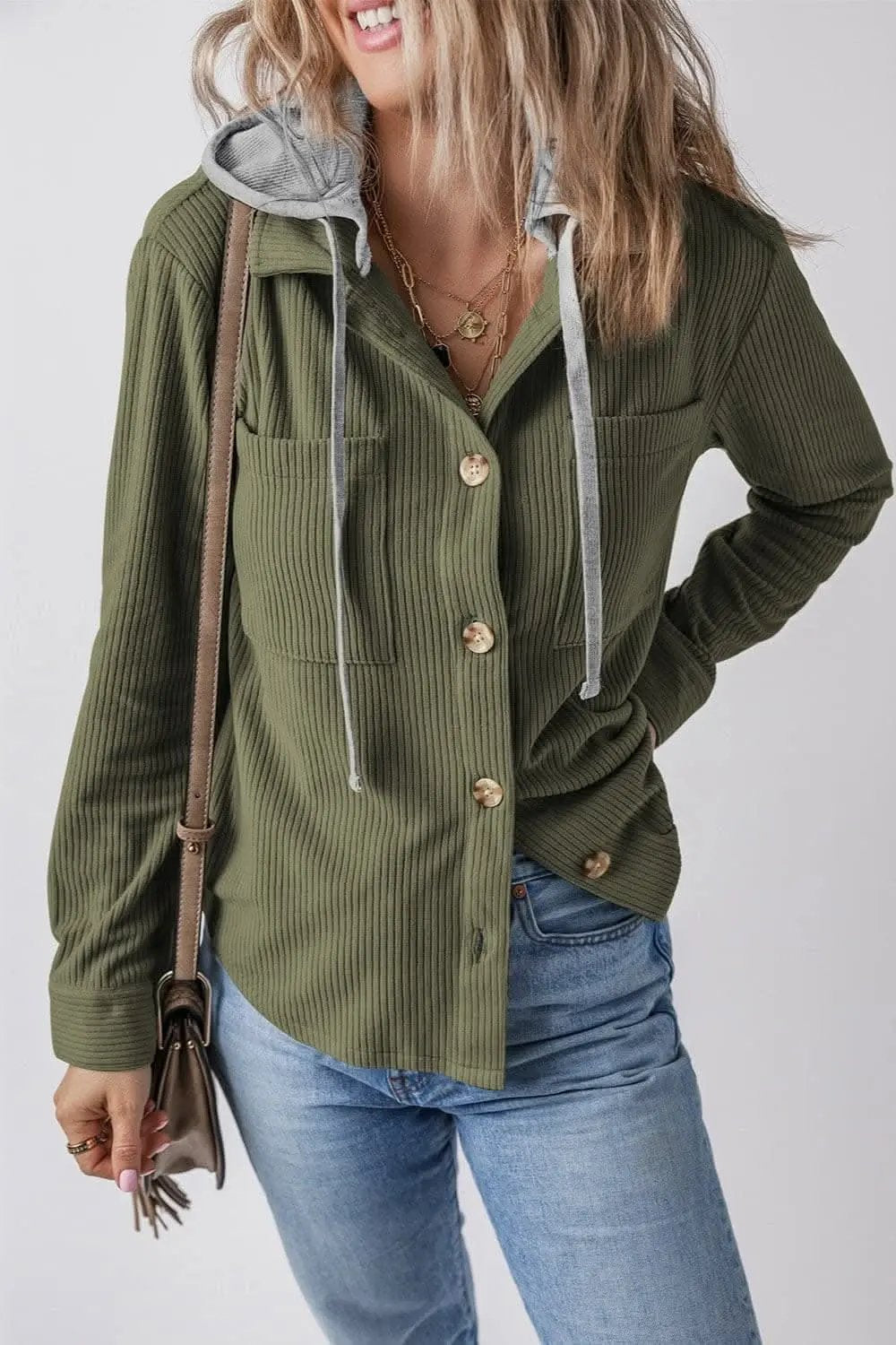 Trendsi Hooded drawstring jacket with pockets