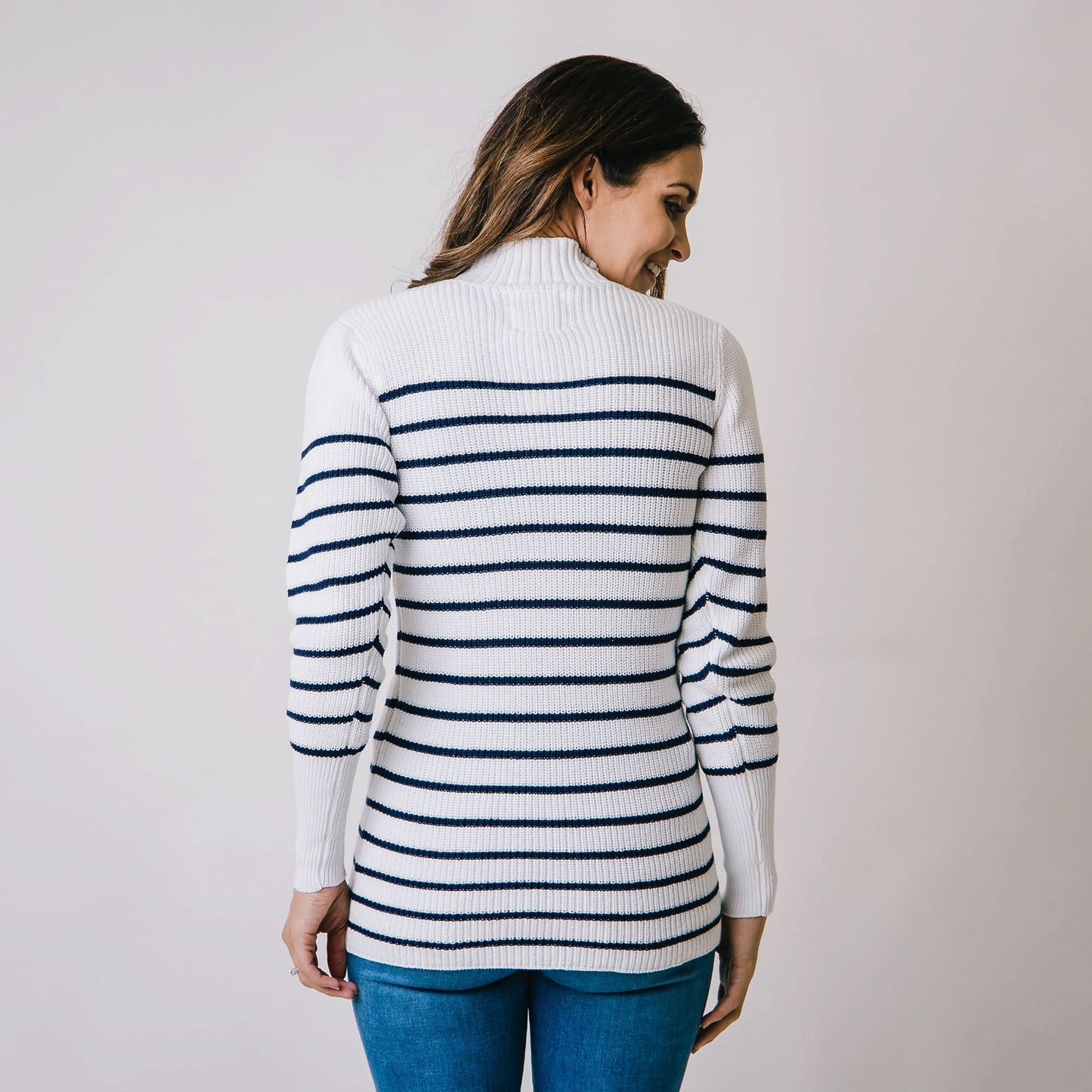 Mock Neck Breton Sweater
