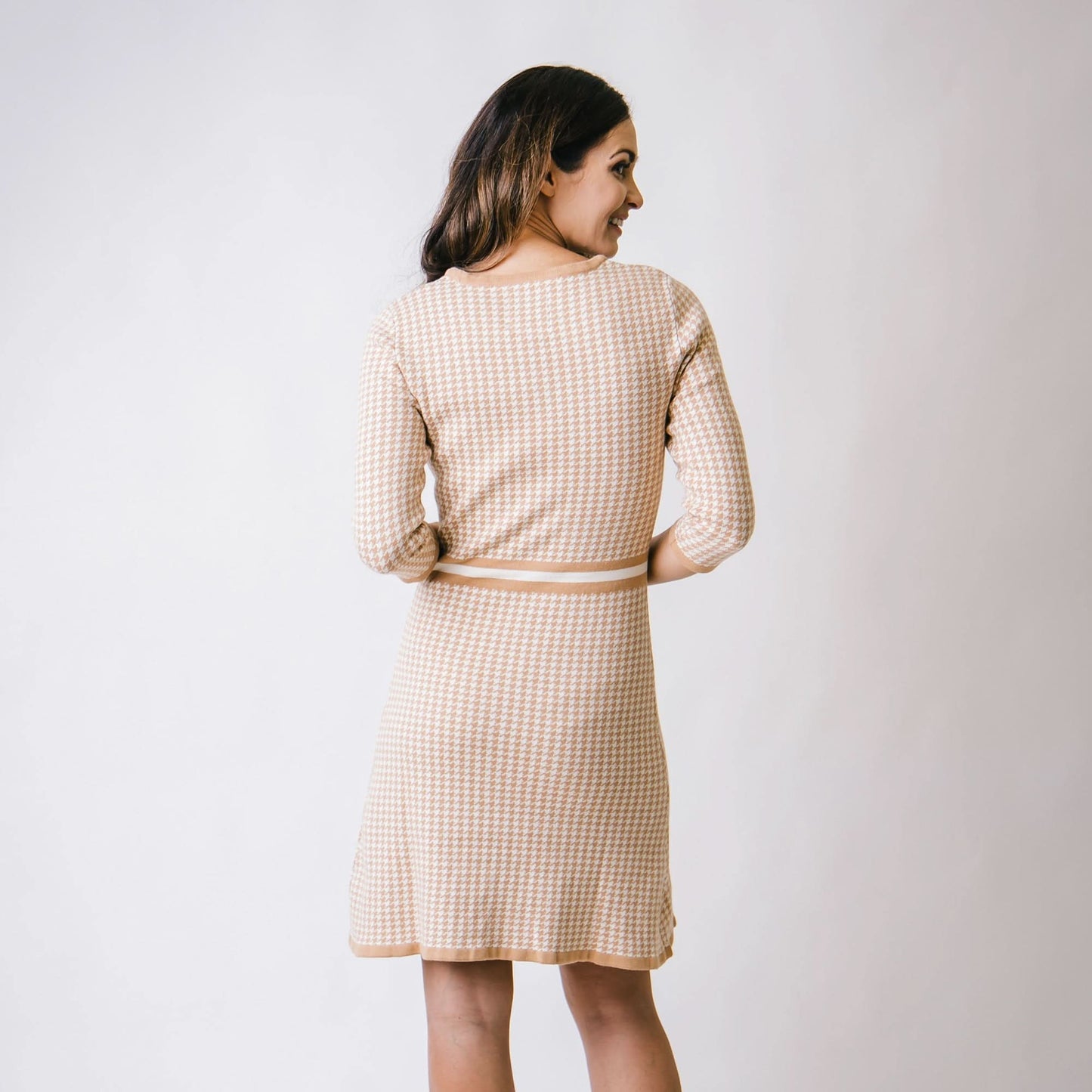 3/4 Sleeve Fit and Flare Sweater Dress