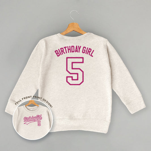 Birthday Girl Varsity #5 (Kids Back Print)