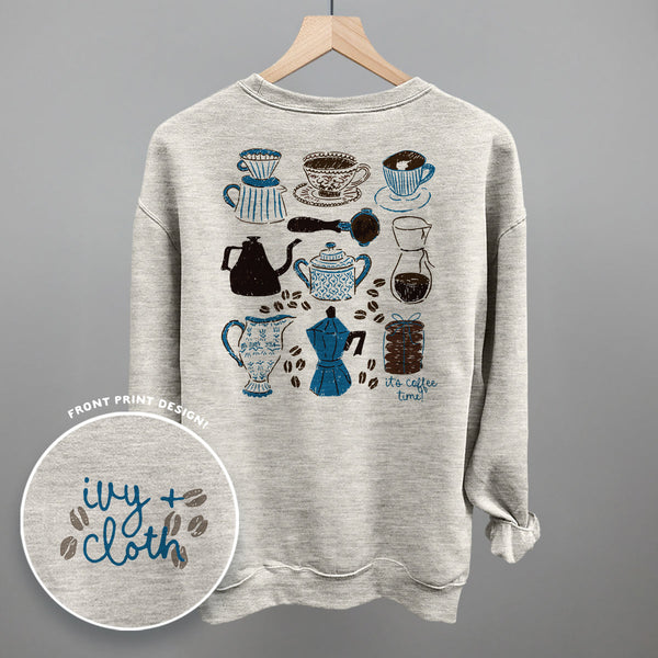 Blue & Brown Coffee Doodles (Back Print)