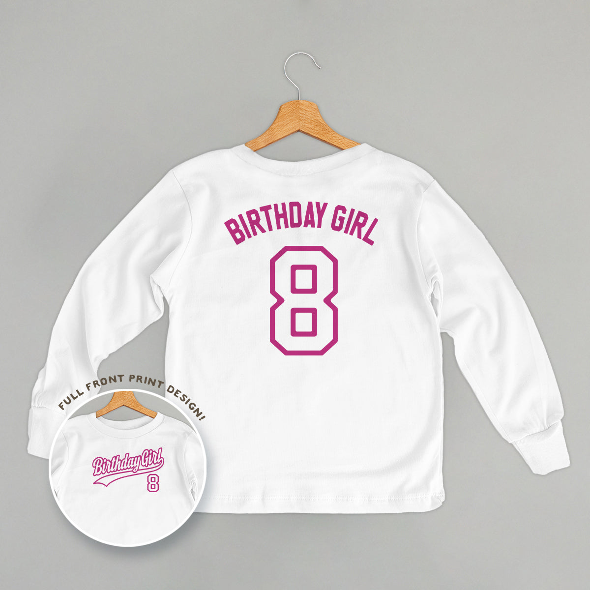 Birthday Girl Varsity #8 (Kids Back Print)