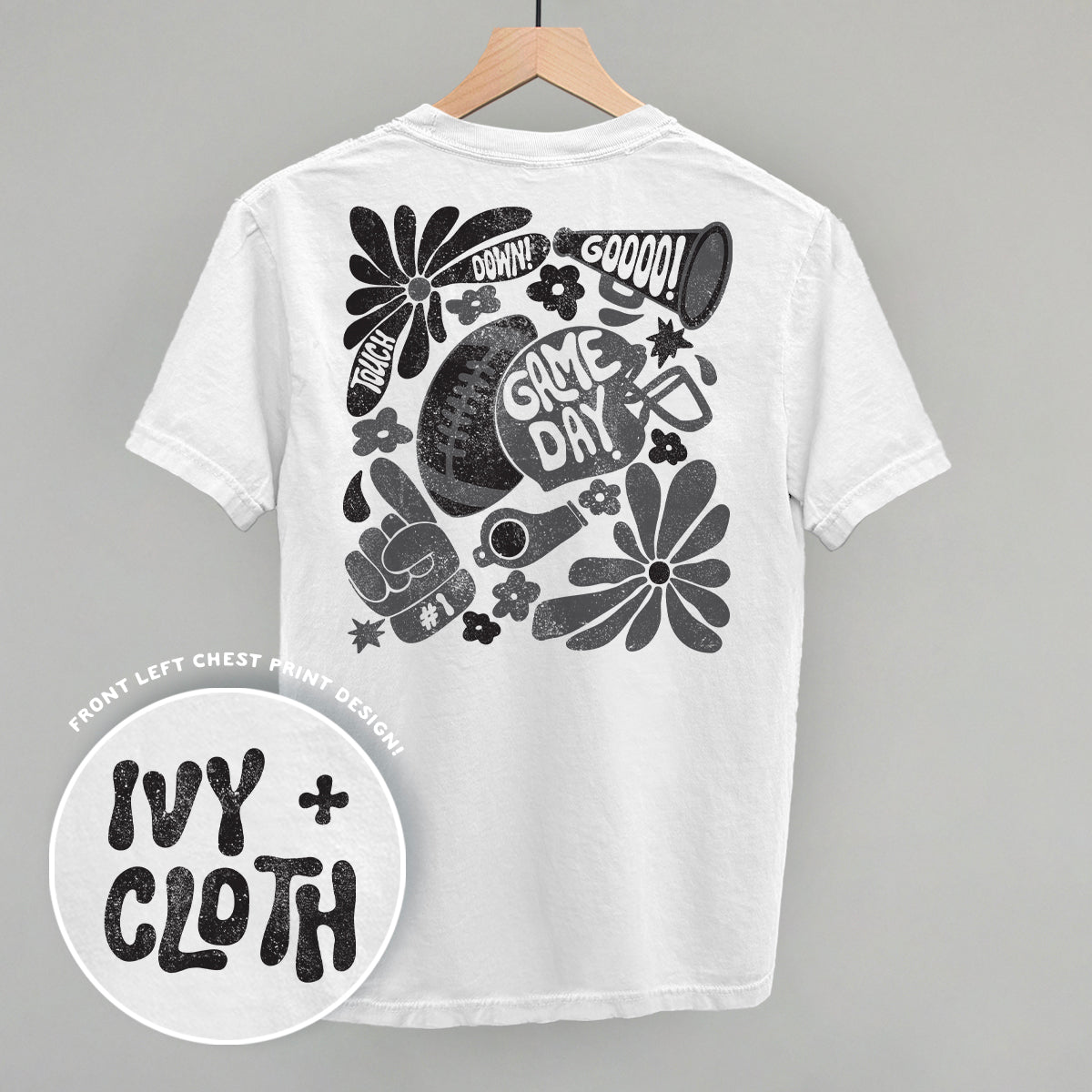 Floral Game Day Black (Back Print)