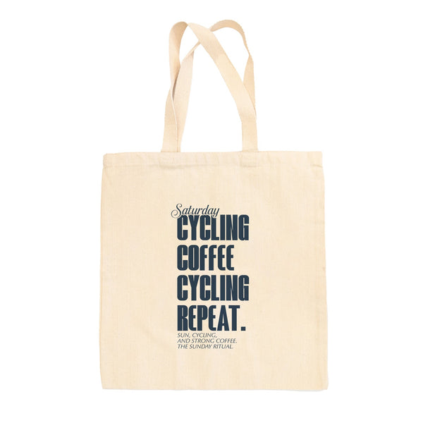 Saturday Cycling and Coffee Tote Bag