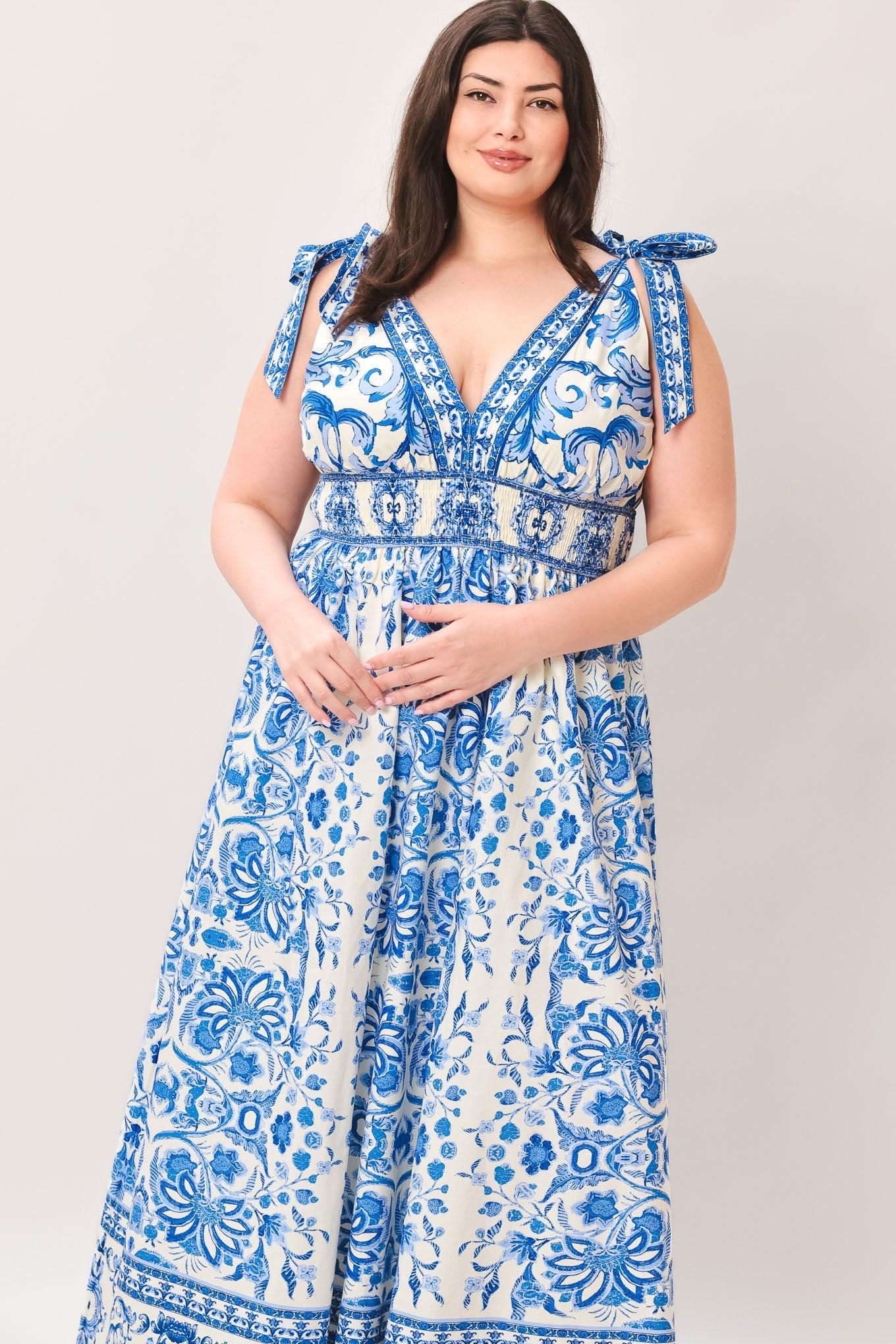 BY THE BAY BLUE WOVEN MAXI DRESS