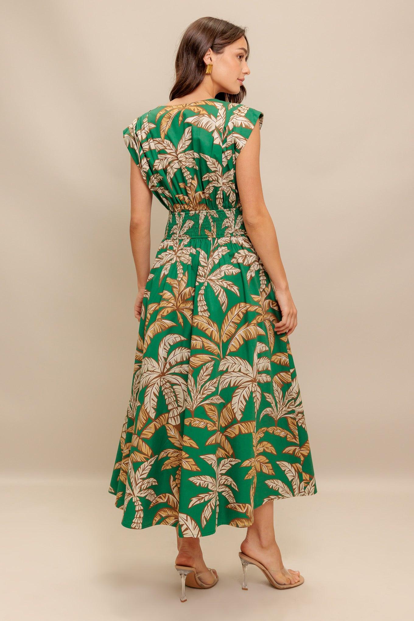 LUSH STILLNESS WOVEN MIDI DRESS