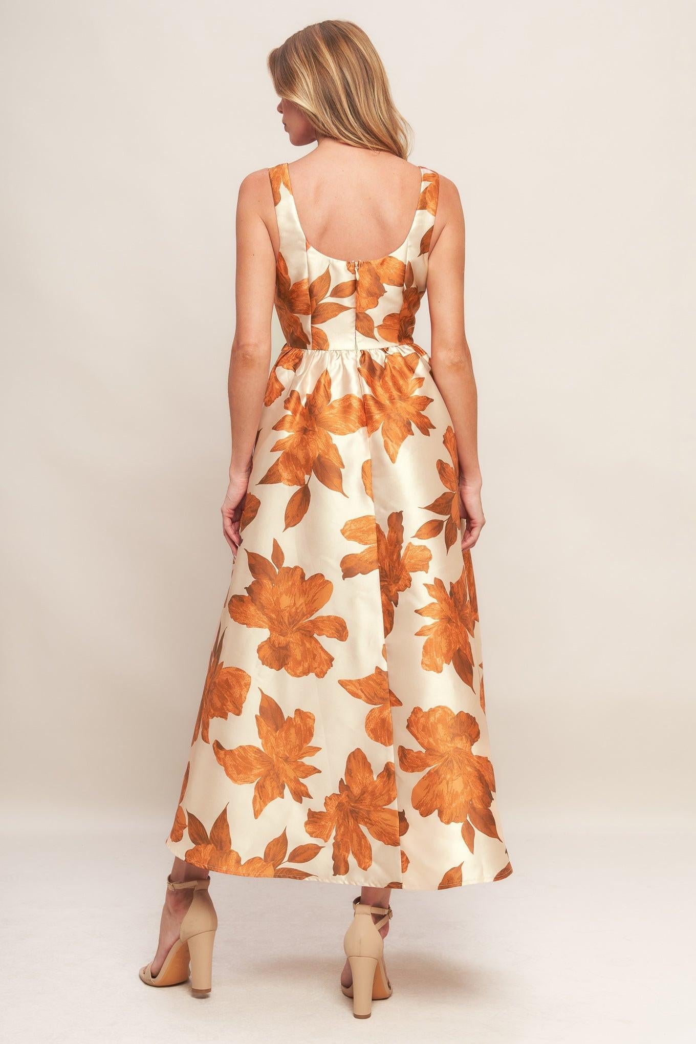 Autumnal Floral Woven Midi Dress Autumnal Floral Woven Midi Dress