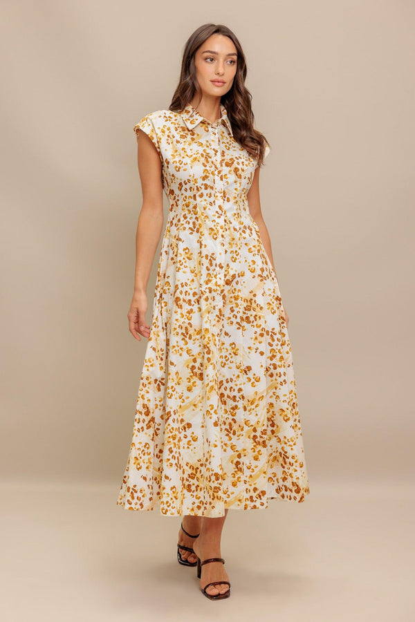 BUTTERCUP KISS WOVEN MIDI DRESS