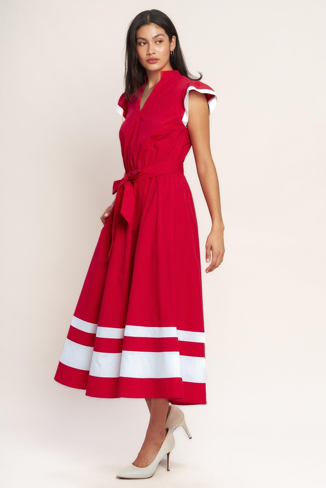 TRUE LOVE IN COLOR BLOCKED MIDI DRESS