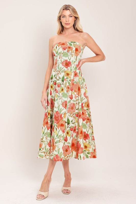 FLORAL DAYDREAM WOVEN MIDI DRESS