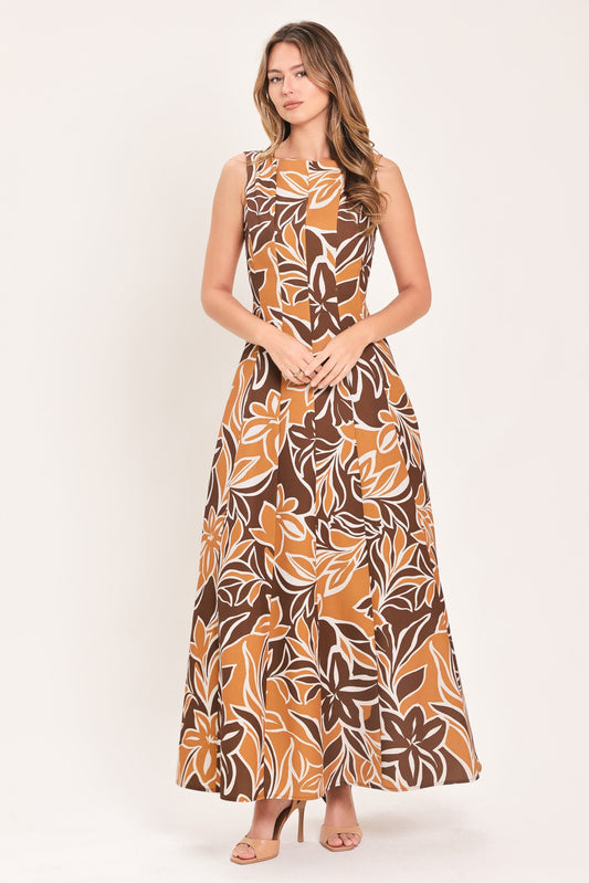 AMBER FLORAL MOTION WOVEN MAXI DRESS