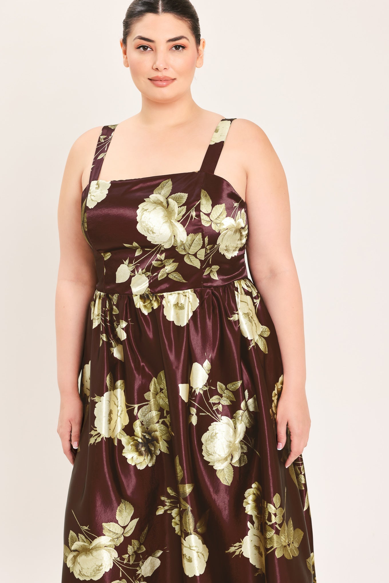 WINE GARDEN LULLABY WOVEN MIDI DRESS