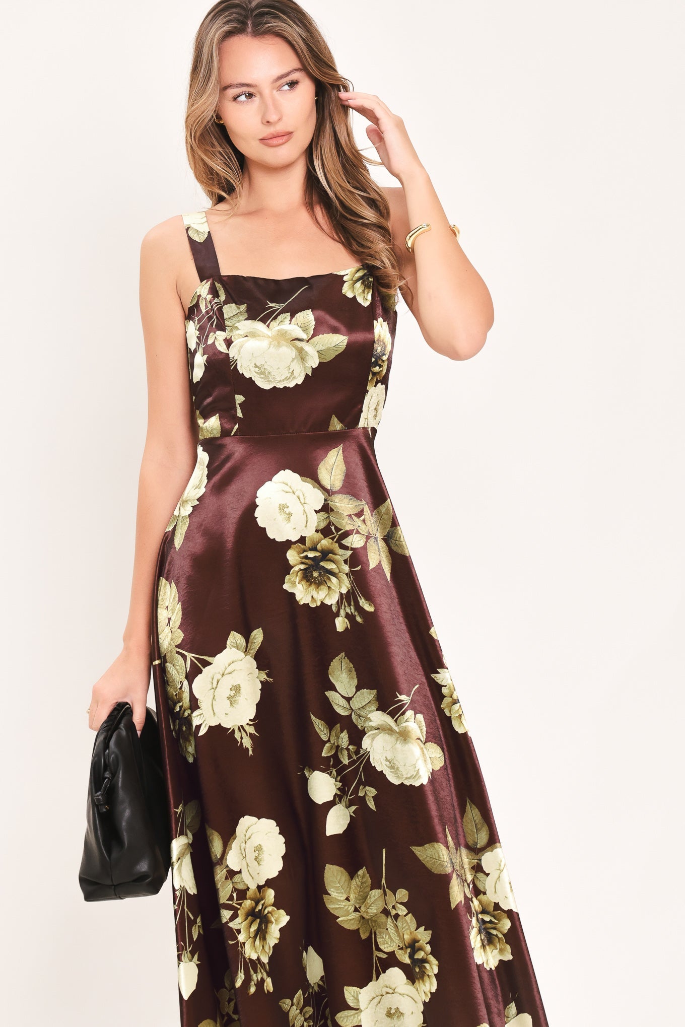 WINE GARDEN LULLABY WOVEN MIDI DRESS