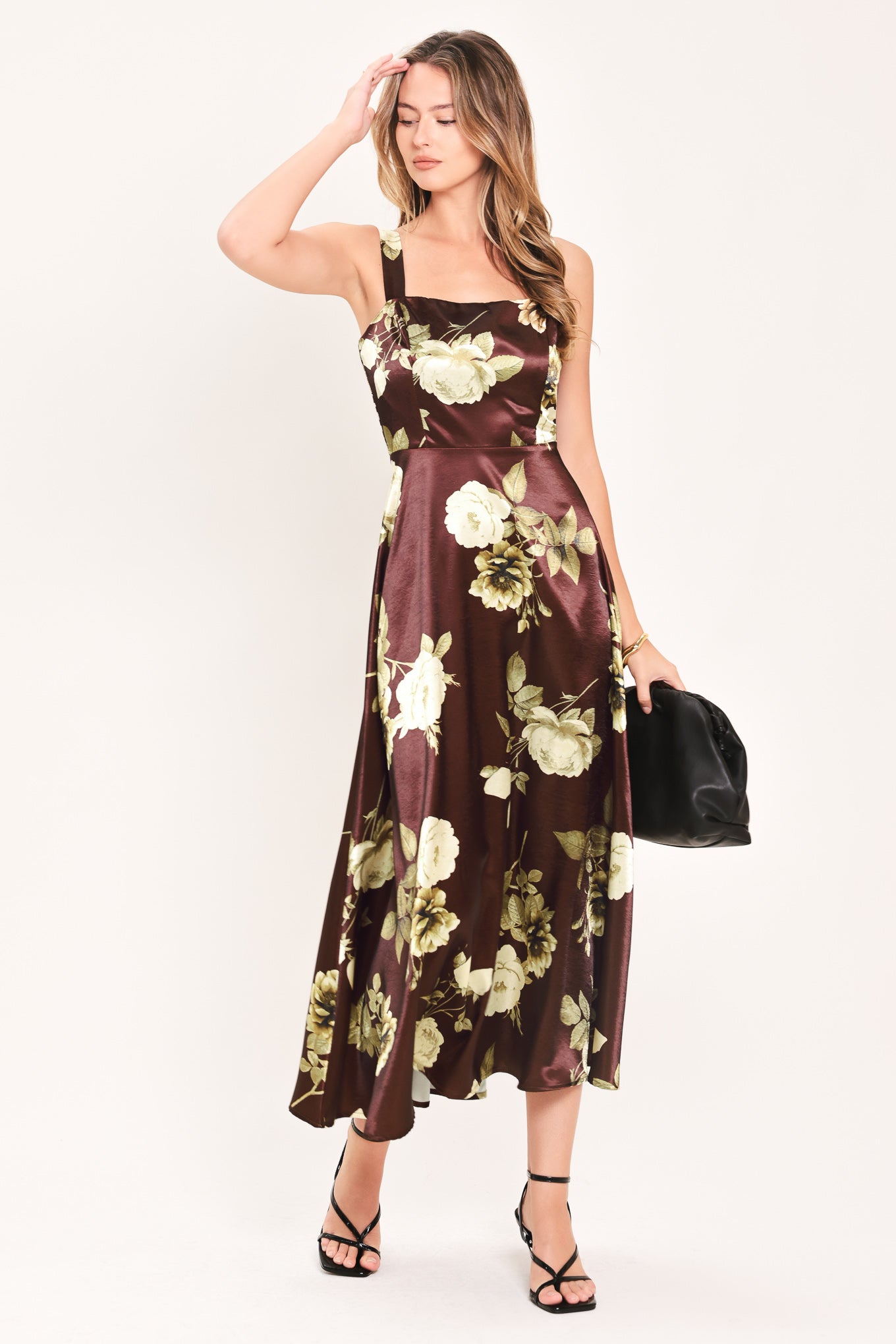 WINE GARDEN LULLABY WOVEN MIDI DRESS