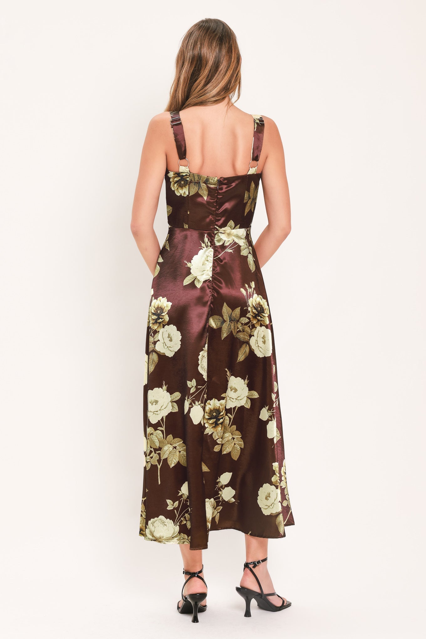 WINE GARDEN LULLABY WOVEN MIDI DRESS