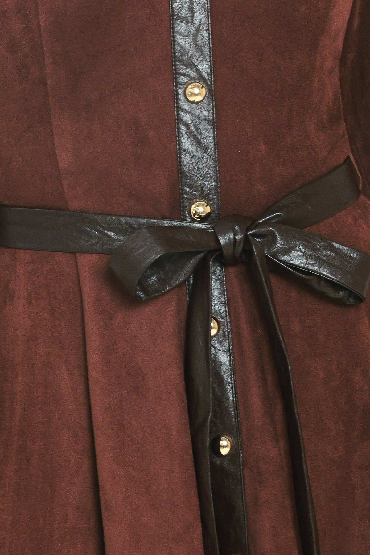 FALLING FOR YOU BURGUNDY FAUX SUEDE TIE-WAIST MINI DRESS